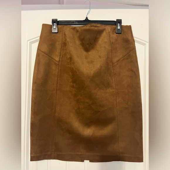 Marc New York Andrew Marc Cognac Vegan Suede Pencil Skirt - Picture 1 of 5